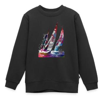 Segelsport Kunst #sailing - Kinder Premium Organic Sweatshirt - Schwarz - Vorne - AI Model Kid Female (0cm)