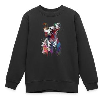 Chien hipster art graphique #dog - Sweat Premium enfant bio - noir - Devant - AI Model Kid Female (0cm)