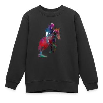 Rider #rider #horse #sport - Kids Premium Organic Sweatshirt - black - Front - AI Model Kid Female (0cm)