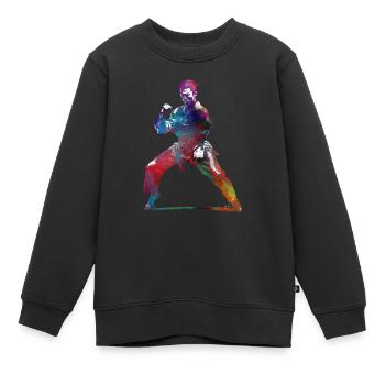 Karaté sport #karate #sport - Sweat Premium enfant bio - noir - Devant - AI Model Kid Female (0cm)
