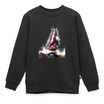 Segelsport Kunst #sailing - Kinder Premium Organic Sweatshirt - Schwarz - Vorne - AI Model Kid Female (0cm)