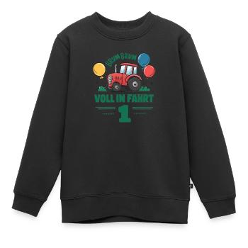 Cool tracteur 1er anniversaire : Cadeau le plus vendu ! - Sweat Premium enfant bio - noir - Devant - AI Model Kid Female (0cm)