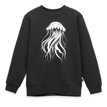 Méduses à tentacules, créatures marines - Sweat Premium enfant bio - noir - Devant - AI Model Kid Female (0cm)