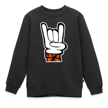 Hand Rock Pommesgabel - Kinder Premium Organic Sweatshirt - Schwarz - Vorne - AI Model Kid Female (0cm)