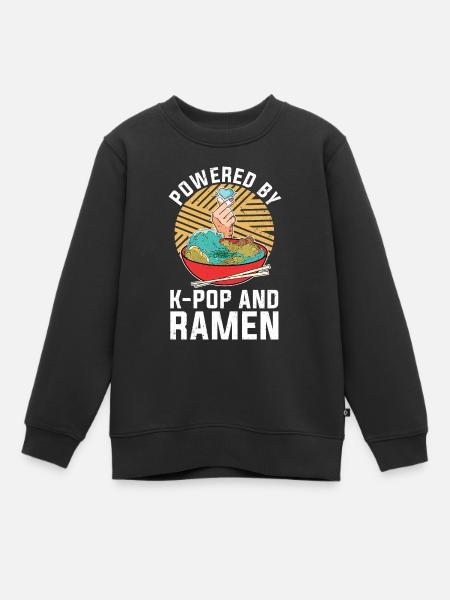 Propulsé par la K Pop et les Ramen Funny K Pop - Sweat Premium enfant bio - noir