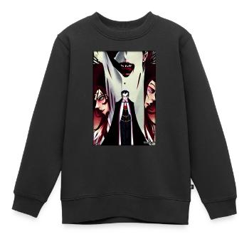 Manga Vampire Dracula Monstre Halloween - Sweat Premium enfant bio - noir - Devant - AI Model Kid Female (0cm)