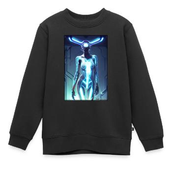 Robot Future Science Sci-Fi Machine - Kids Premium Organic Sweatshirt - black - Front - AI Model Kid Female (0cm)