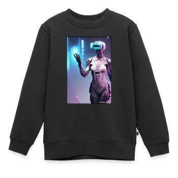 Robot Future Science Sci-Fi Machine - Kids Premium Organic Sweatshirt - black - Front - AI Model Kid Female (0cm)