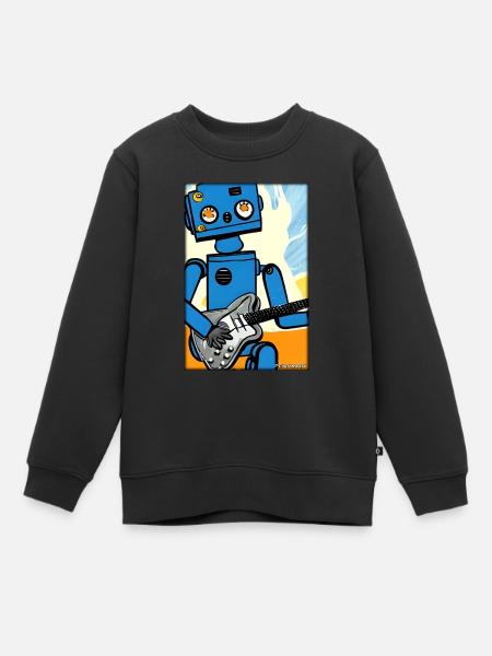 Robot Guitare Guitariste Future Music Comic - Sweat Premium enfant bio - noir