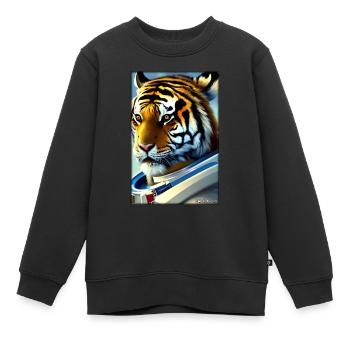 Tiger Big Cat Astronaut Future Sci-Fi Technology - Sweat Premium enfant bio - noir - Devant - AI Model Kid Female (0cm)