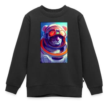 Tiger Big Cat Astronaut Future Sci-Fi Technology - Sweat Premium enfant bio - noir - Devant - AI Model Kid Female (0cm)