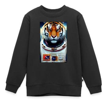 Tiger Big Cat Astronaut Future Sci-Fi Technology - Sweat Premium enfant bio - noir - Devant - AI Model Kid Female (0cm)