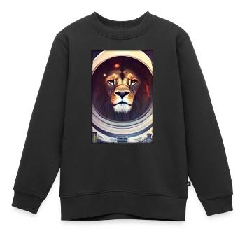 Leo Big Cat Astronaut Future Sci-Fi Technology - Sweat Premium enfant bio - noir - Devant - AI Model Kid Female (0cm)