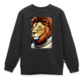 Leo Big Cat Astronaut Future Sci-Fi Technology - Sweat Premium enfant bio - noir - Devant - AI Model Kid Female (0cm)