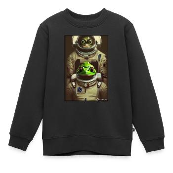 Frog Amphibian Astronaut Future Sci-Fi Technology - Sweat Premium enfant bio - noir - Devant - AI Model Kid Female (0cm)