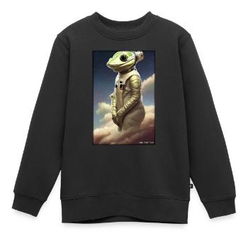 Frog Amphibian Astronaut Future Sci-Fi Technology - Sweat Premium enfant bio - noir - Devant - AI Model Kid Female (0cm)