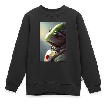 Frog Amphibian Astronaut Future Sci-Fi Technology - Sweat Premium enfant bio - noir - Devant - AI Model Kid Female (0cm)