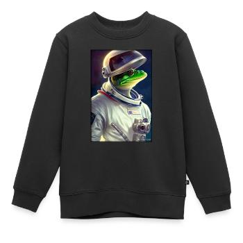 Frog Amphibian Astronaut Future Sci-Fi Technology - Sweat Premium enfant bio - noir - Devant - AI Model Kid Female (0cm)
