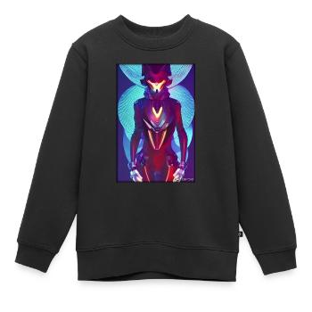 Fox Wildlife Cyber Neon Punk Future Sci-Fi - Sweat Premium enfant bio - noir - Devant - AI Model Kid Female (0cm)