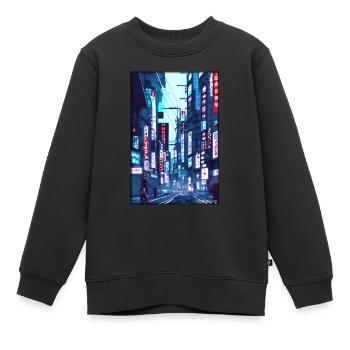 Tokyo City City Cyber Punk Future Sci-Fi Asie - Sweat Premium enfant bio - noir - Devant - AI Model Kid Female (0cm)