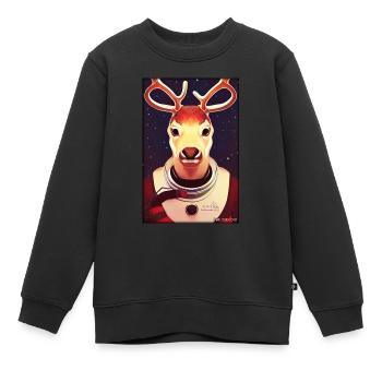 Reindeer Astronaut Future Sci-Fi Technology - Kids Premium Organic Sweatshirt - black - Front - AI Model Kid Female (0cm)