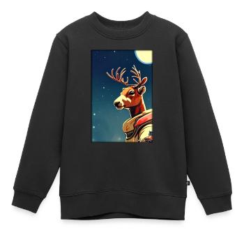 Reindeer Astronaut Future Sci-Fi Technology - Kids Premium Organic Sweatshirt - black - Front - AI Model Kid Female (0cm)