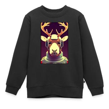 Rentier Astronaut Zukunft Sci-Fi Technik - Kinder Premium Organic Sweatshirt - Schwarz - Vorne - AI Model Kid Female (0cm)