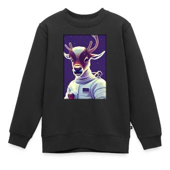 Rentier Astronaut Zukunft Sci-Fi Technik - Kinder Premium Organic Sweatshirt - Schwarz - Vorne - AI Model Kid Female (0cm)