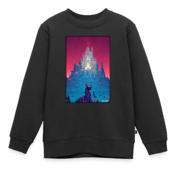 Schloss Burg Festung Architektur Landschaft - Kinder Premium Organic Sweatshirt - Schwarz - Vorne - AI Model Kid Female (0cm)