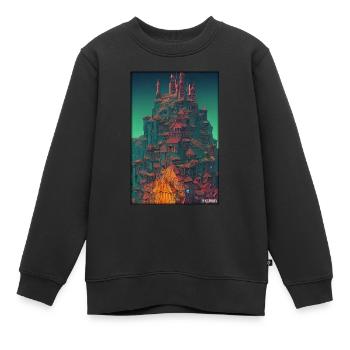 Schloss Burg Festung Architektur Landschaft - Kinder Premium Organic Sweatshirt - Schwarz - Vorne - AI Model Kid Female (0cm)