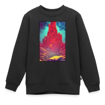 Schloss Burg Festung Architektur Landschaft - Kinder Premium Organic Sweatshirt - Schwarz - Vorne - AI Model Kid Female (0cm)