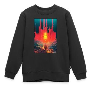 Schloss Burg Festung Architektur Landschaft - Kinder Premium Organic Sweatshirt - Schwarz - Vorne - AI Model Kid Female (0cm)