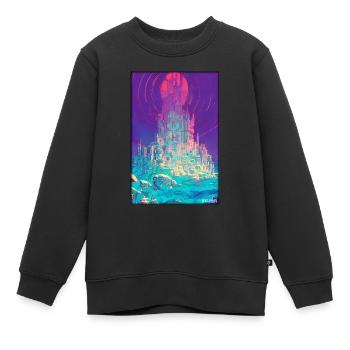 Schloss Burg Festung Architektur Landschaft - Kinder Premium Organic Sweatshirt - Schwarz - Vorne - AI Model Kid Female (0cm)
