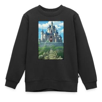 Schloss Burg Festung Architektur Landschaft - Kinder Premium Organic Sweatshirt - Schwarz - Vorne - AI Model Kid Female (0cm)