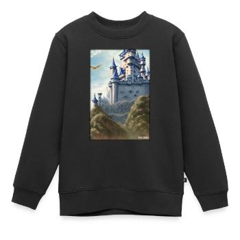 Schloss Burg Festung Architektur Landschaft - Kinder Premium Organic Sweatshirt - Schwarz - Vorne - AI Model Kid Female (0cm)