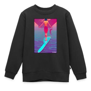 Surfergirl Mädchen Frau Surfbrett Wellen Meer - Kinder Premium Organic Sweatshirt - Schwarz - Vorne - AI Model Kid Female (0cm)