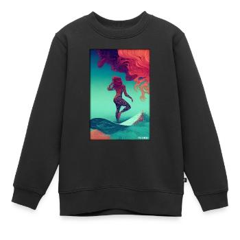 Surfergirl Mädchen Frau Surfbrett Wellen Meer - Kinder Premium Organic Sweatshirt - Schwarz - Vorne - AI Model Kid Female (0cm)