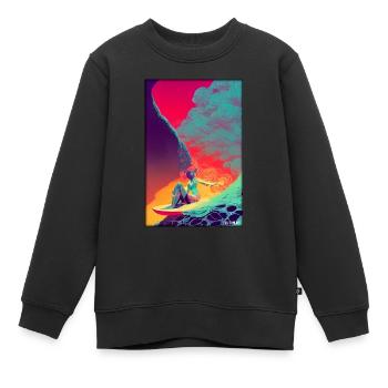 Surfergirl Mädchen Frau Surfbrett Wellen Meer - Kinder Premium Organic Sweatshirt - Schwarz - Vorne - AI Model Kid Female (0cm)