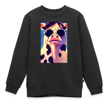 Kuh Sonnenbrille Tierwelt Bauernhof Milchkuh - Kinder Premium Organic Sweatshirt - Schwarz - Vorne - AI Model Kid Female (0cm)