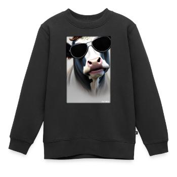Kuh Sonnenbrille Tierwelt Bauernhof Milchkuh - Kinder Premium Organic Sweatshirt - Schwarz - Vorne - AI Model Kid Female (0cm)
