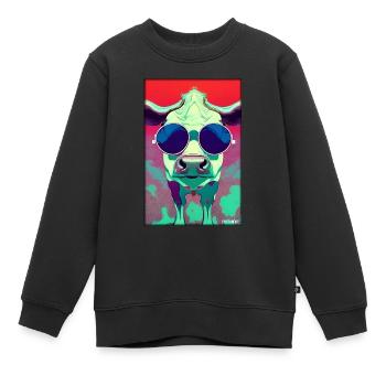 Kuh Sonnenbrille Tierwelt Bauernhof Milchkuh - Kinder Premium Organic Sweatshirt - Schwarz - Vorne - AI Model Kid Female (0cm)