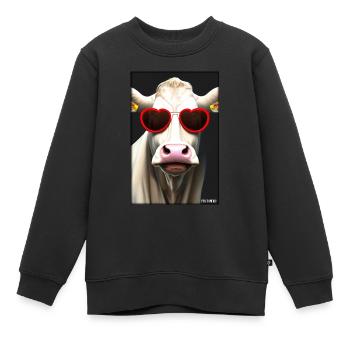 Kuh Sonnenbrille Tierwelt Bauernhof Milchkuh - Kinder Premium Organic Sweatshirt - Schwarz - Vorne - AI Model Kid Female (0cm)