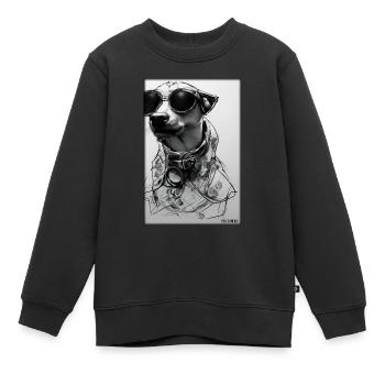 Hund Hunde Sonnenbrille Tierwelt Tiere Haustier - Kinder Premium Organic Sweatshirt - Schwarz - Vorne - AI Model Kid Female (0cm)
