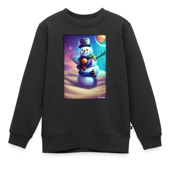 Schneemann Schnee Winter Weihnachten Advent - Kinder Premium Organic Sweatshirt - Schwarz - Vorne - AI Model Kid Female (0cm)