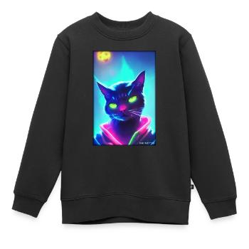 Space Cyber Cat Future Pet Cat Love - Sweat Premium enfant bio - noir - Devant - AI Model Kid Female (0cm)