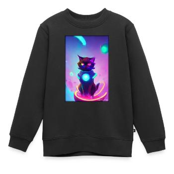 Space Cyber Cat Future Pet Cat Love - Sweat Premium enfant bio - noir - Devant - AI Model Kid Female (0cm)