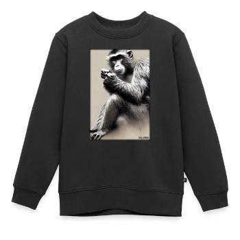 Monkey Wildlife Monkey Head Wildlife Zoo Safari Animals - Kids Premium Organic Sweatshirt - black - Front - AI Model Kid Female (0cm)