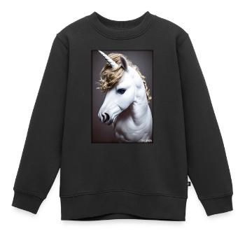 Einhorn Regenbogen Magie Märchen Fabeltier - Kinder Premium Organic Sweatshirt - Schwarz - Vorne - AI Model Kid Female (0cm)