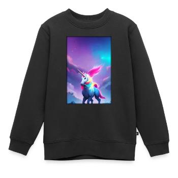 Einhorn Regenbogen Magie Märchen Fabeltier - Kinder Premium Organic Sweatshirt - Schwarz - Vorne - AI Model Kid Female (0cm)