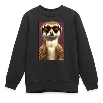 Suricates Zoo Animaux Nature Faune Surikate Zoo - Sweat Premium enfant bio - noir - Devant - AI Model Kid Female (0cm)